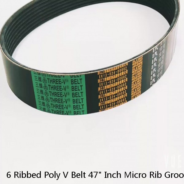 6 Ribbed Poly V Belt 47" Inch Micro Rib Groove Flat Belt Metric 470J6 470 J 6 #1 small image